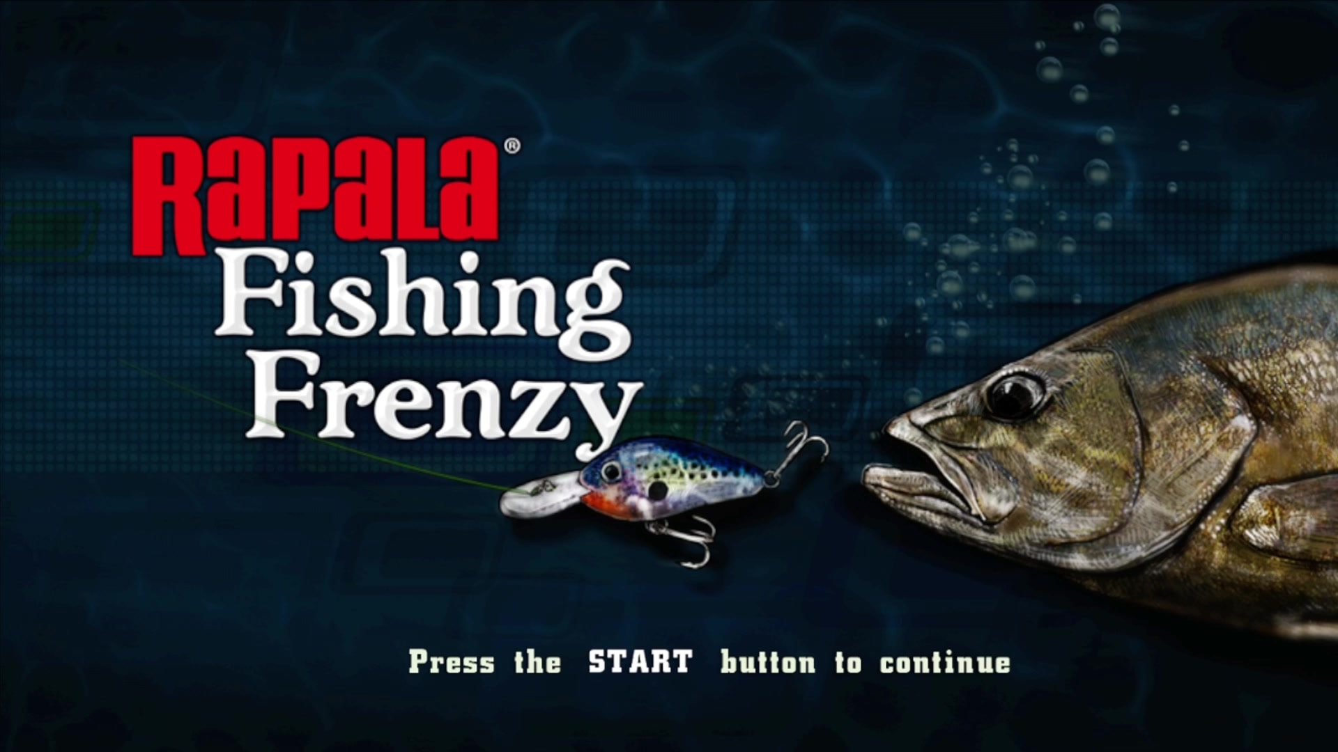 Rapala Fishing Frenzy 2009 title screen for Xbox 360